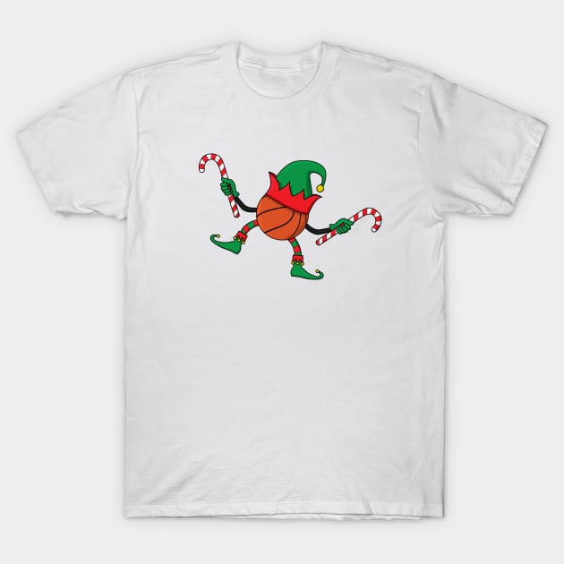 Christmas Basketball Elf T-Shirt by RockyDesigns